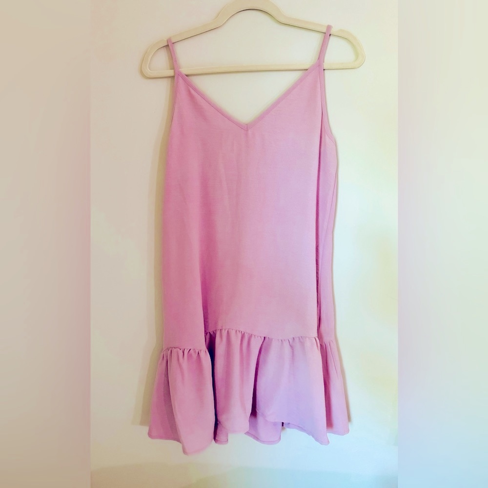 Never worn pink/mauve drop waist mini dress. Adjustable spaghetti straps. Size S